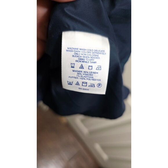 Lands' End Linen Sleeveless V-Neck Midi Dress Tie Waist Navy Blue Women's Size 1 - Picture 8 of 8